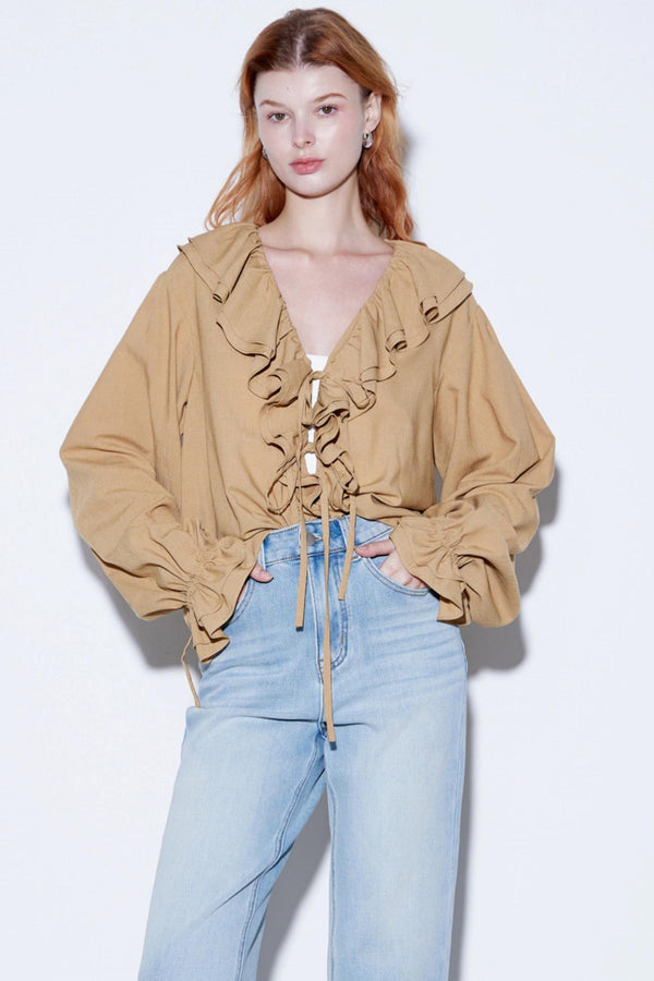 French Ruffle Linen Shirt