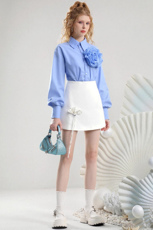 Floral Shirt Suit Skirt Set-Up