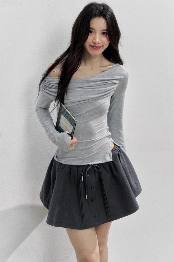 Slanted Shoulder Color Block T-Shirt