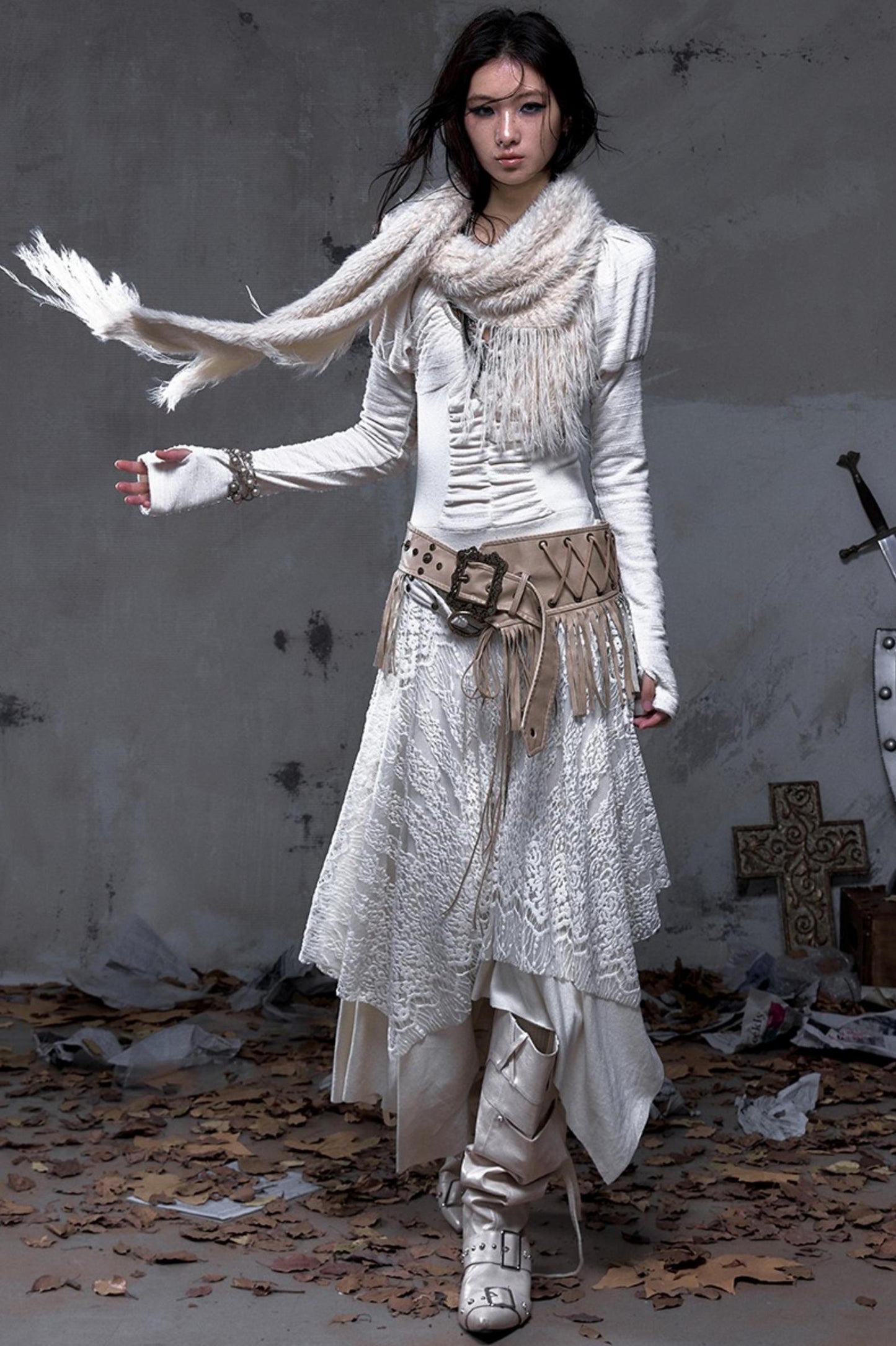 Vintage Fringe Triangle Scarf