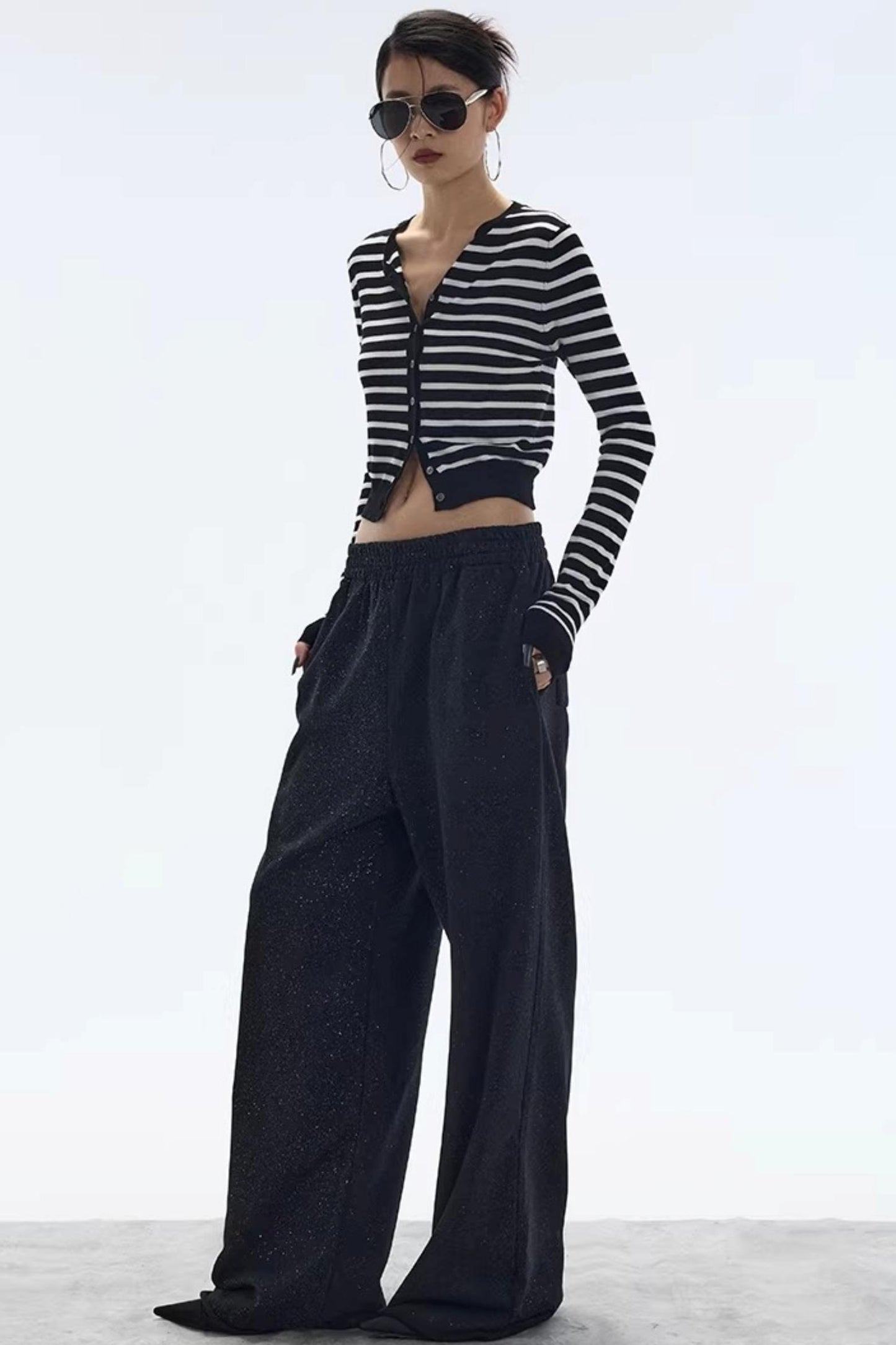 Striped Color-Block Knitted Cardigan