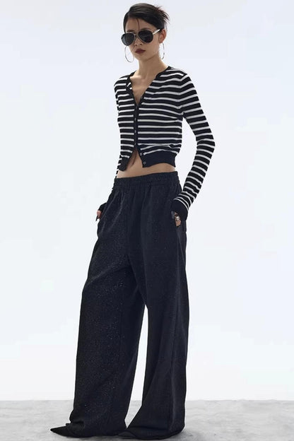 Striped Color-Block Knitted Cardigan