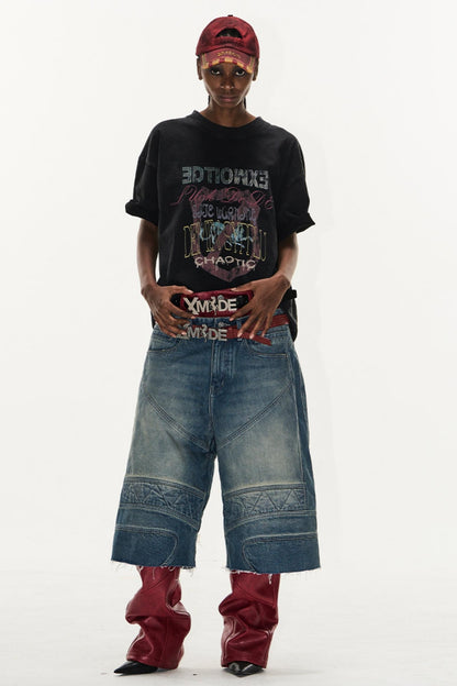 Distressed Raw-Hem Shorts