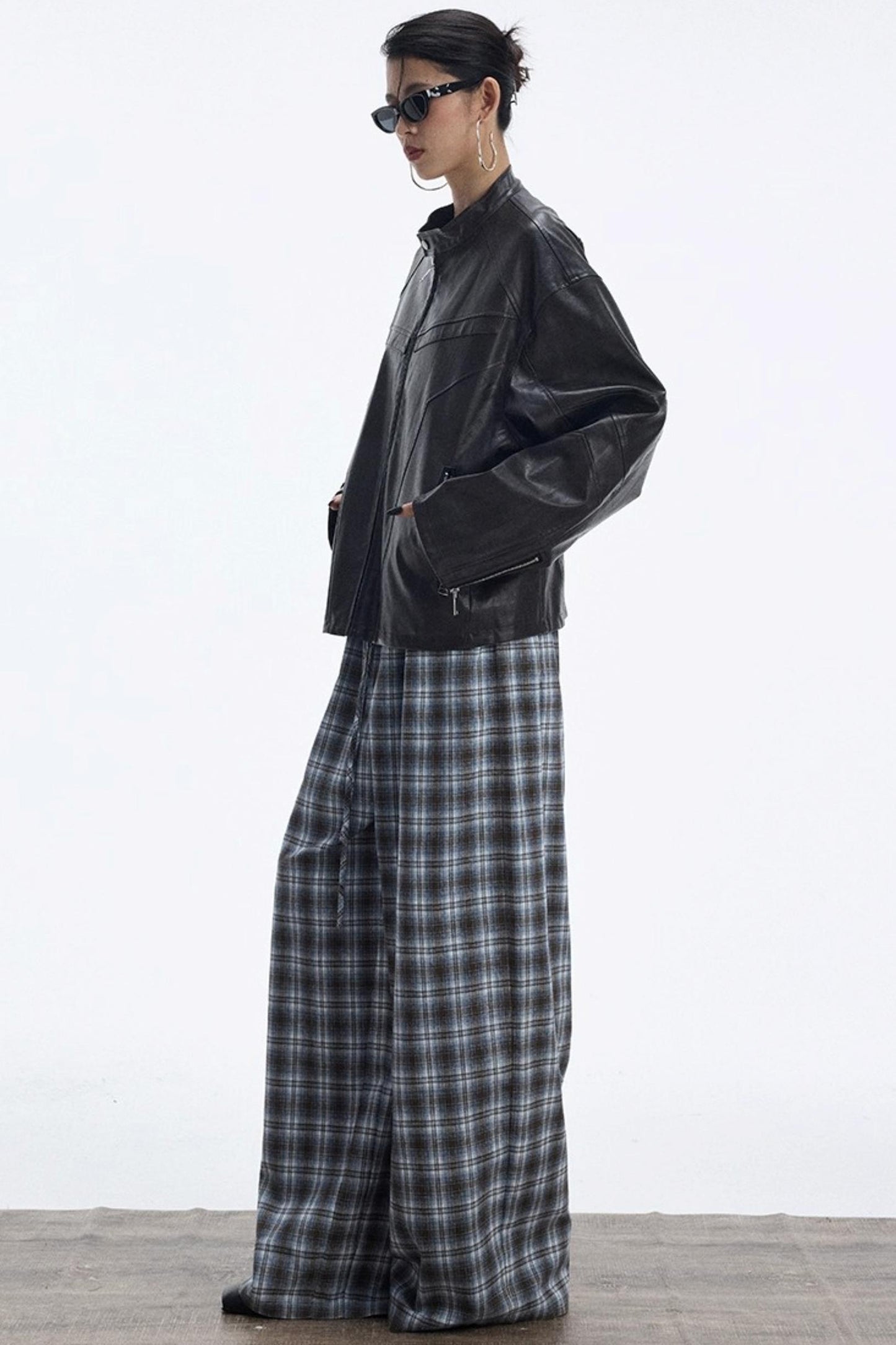 Plaid Color-Blocked Winter Pants