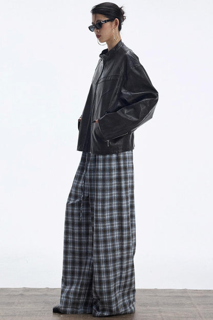 Plaid Color-Blocked Winter Pants