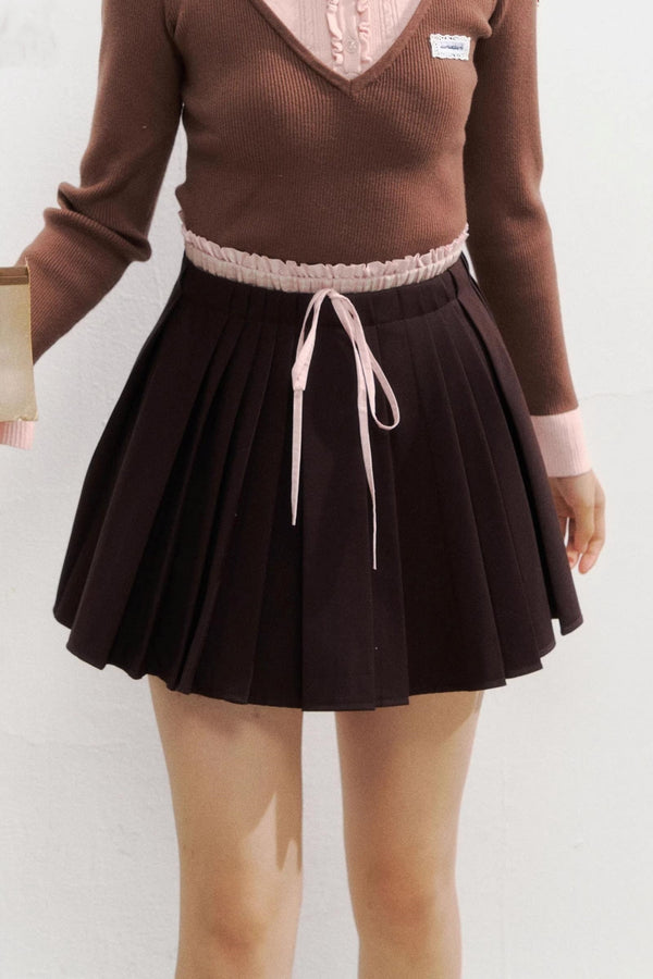 Spliced Waist Collegiate Skirt