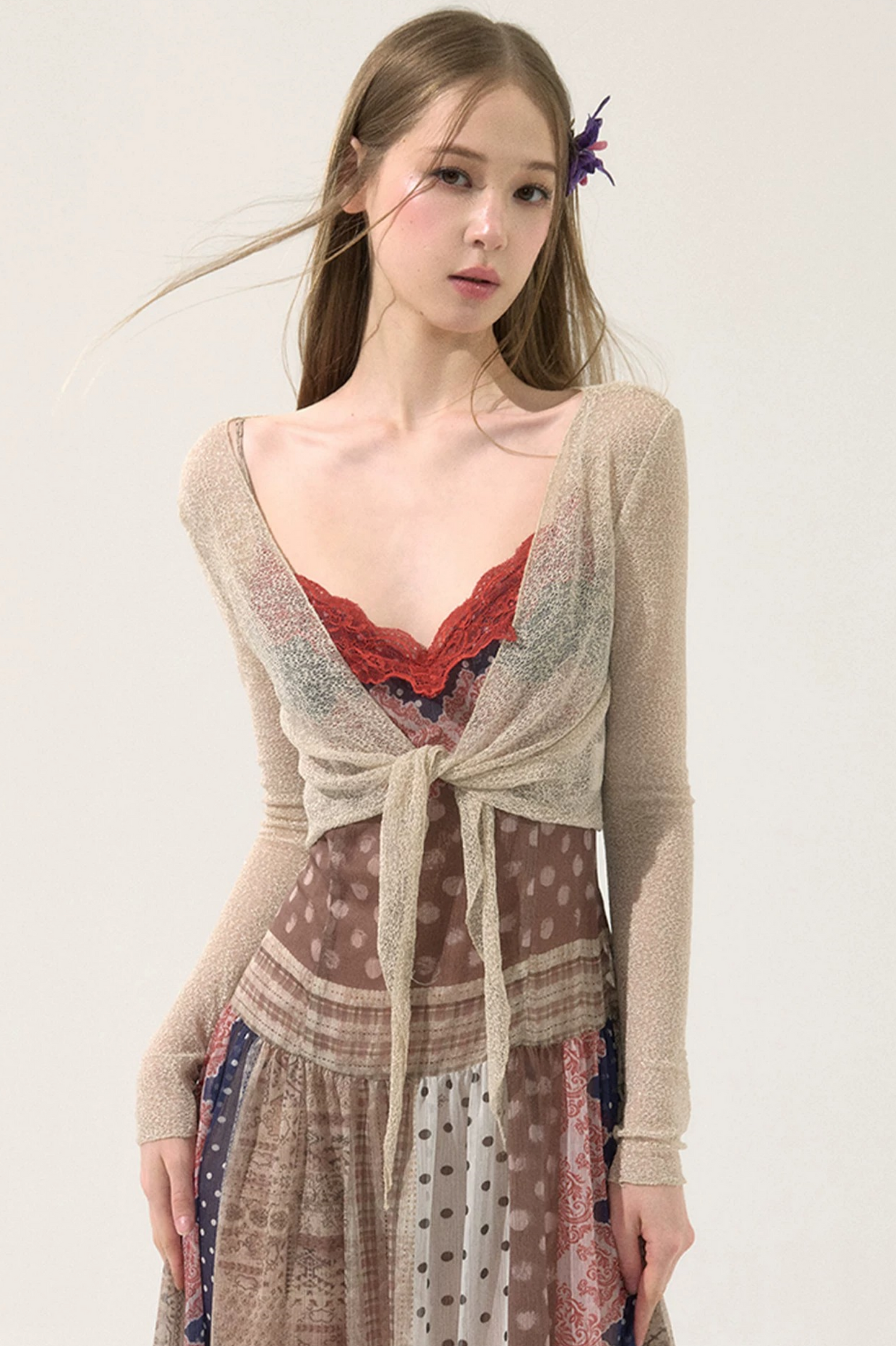Shiny Silk Sheer Cardigan