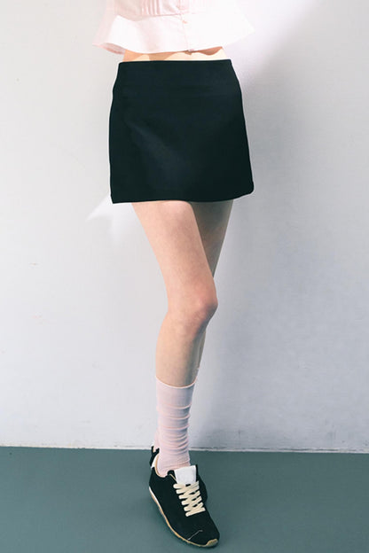 Navy Embroidered A-Line Skirt