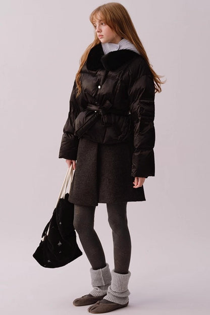 Heavy Wool Diagonal Skirt