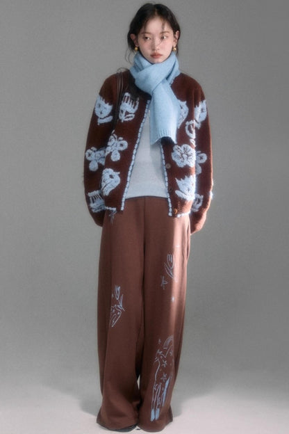 Velvet Jacquard Cardigan Set-Up