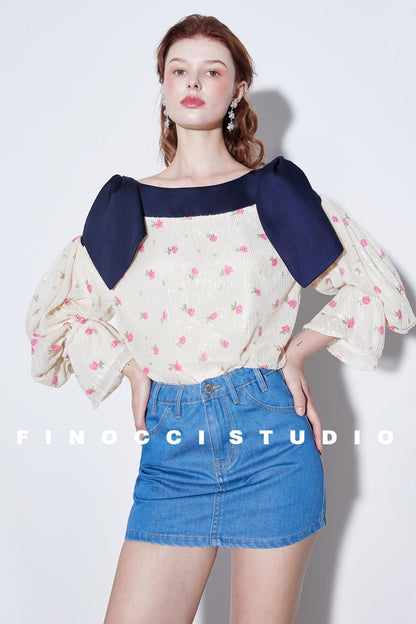 Sequin Rabbit Sleeve Shirt