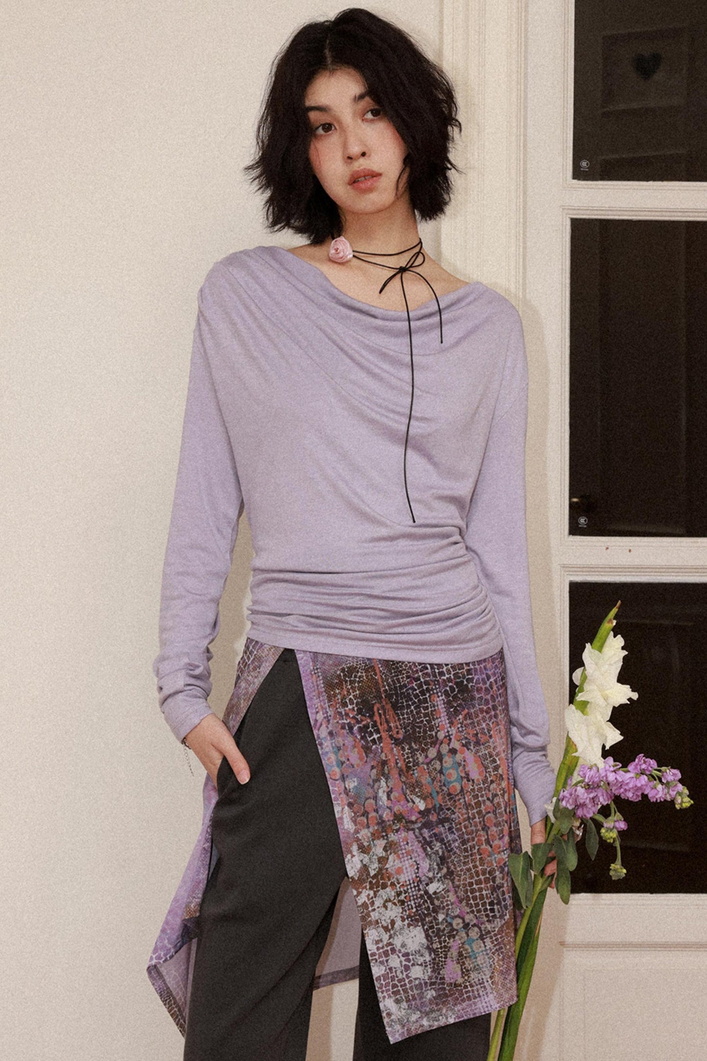 Modal Wool Off-Shoulder Knit Top