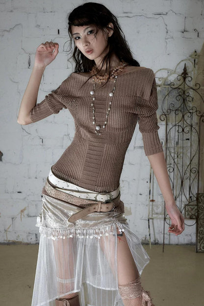 Hollow Star Knit Top