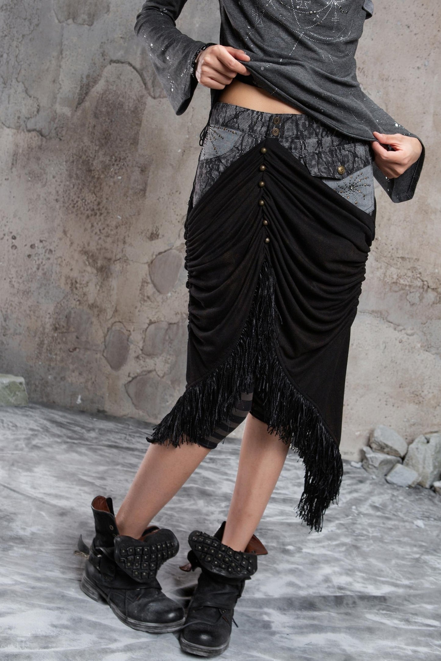 Patchwork Knit Skirt