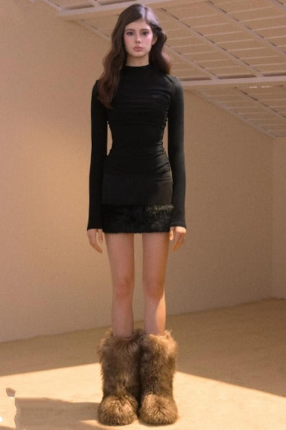 Vintage Furry Patchwork Skirt