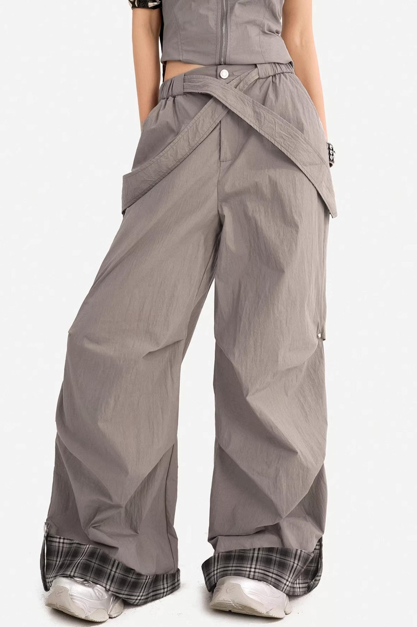 Plaid Halter Vest V-Neck Suit Set-Up