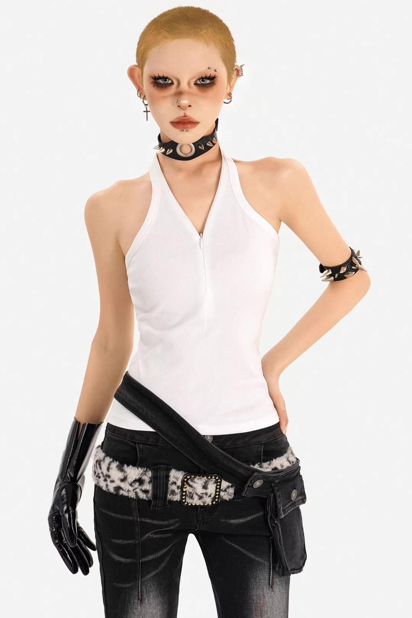 Textured Ribbed Zipper Vest