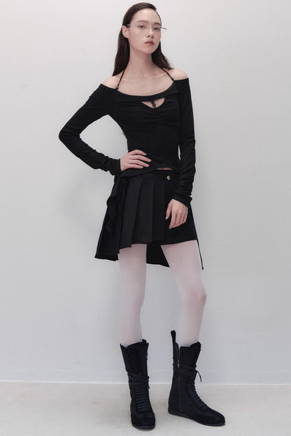 Dreams Weaving Thin One-Shoulder V-Neck T-Shirt