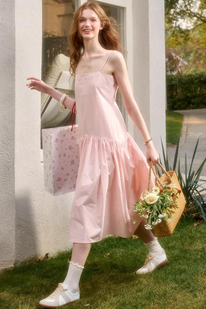 Baby Pink Cotton Dress Set-Up