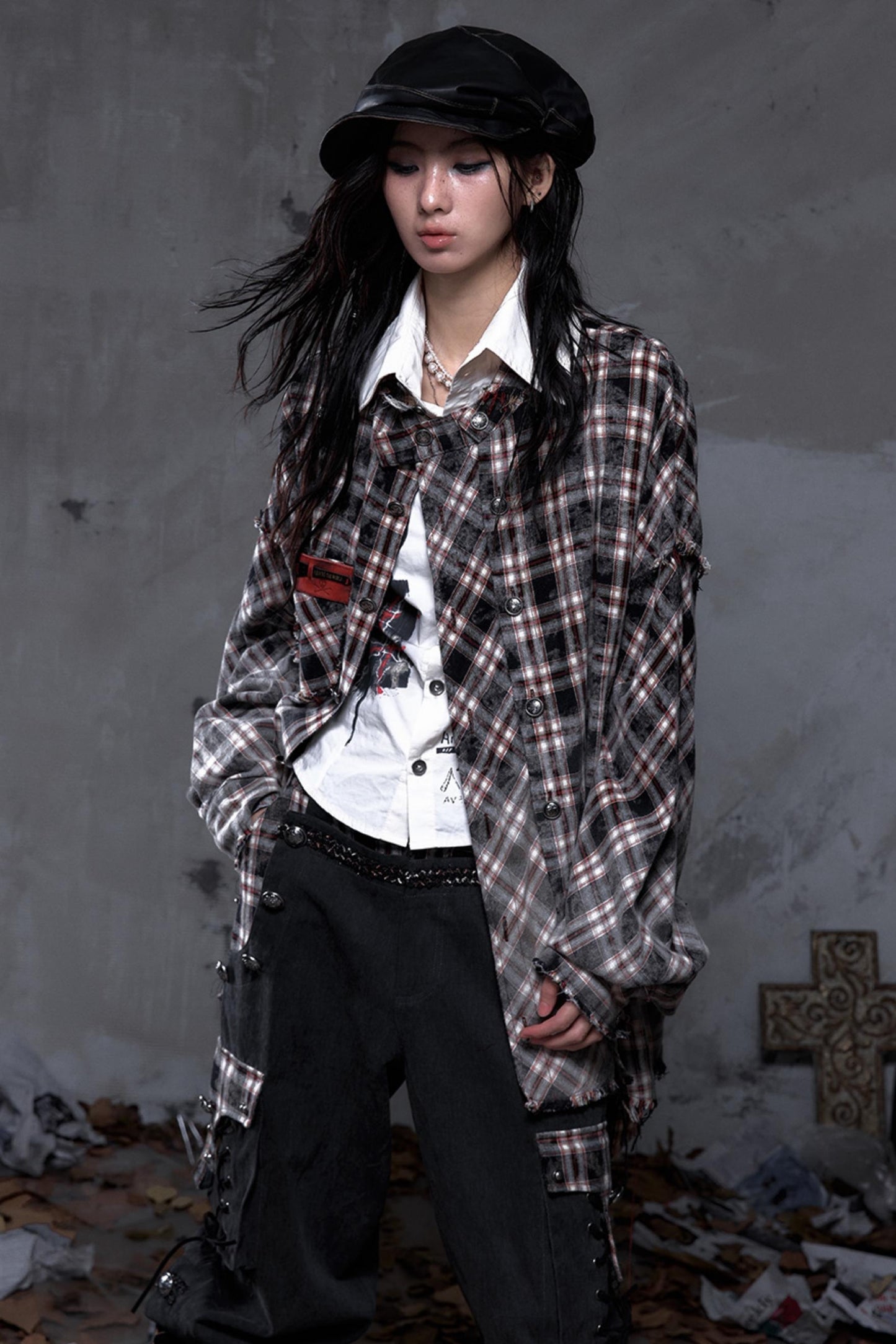 Gray Plaid Punk Shirt