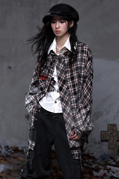 Gray Plaid Punk Shirt