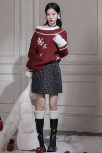 Snowflake Sequin Pullover Sweater