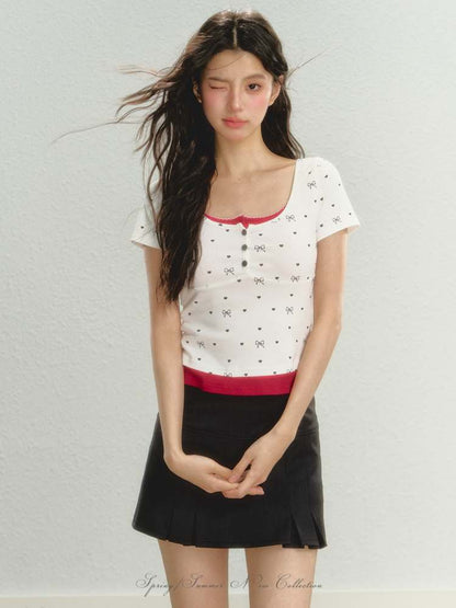 Ribbon Pattern Short Sleeve T-Shirt