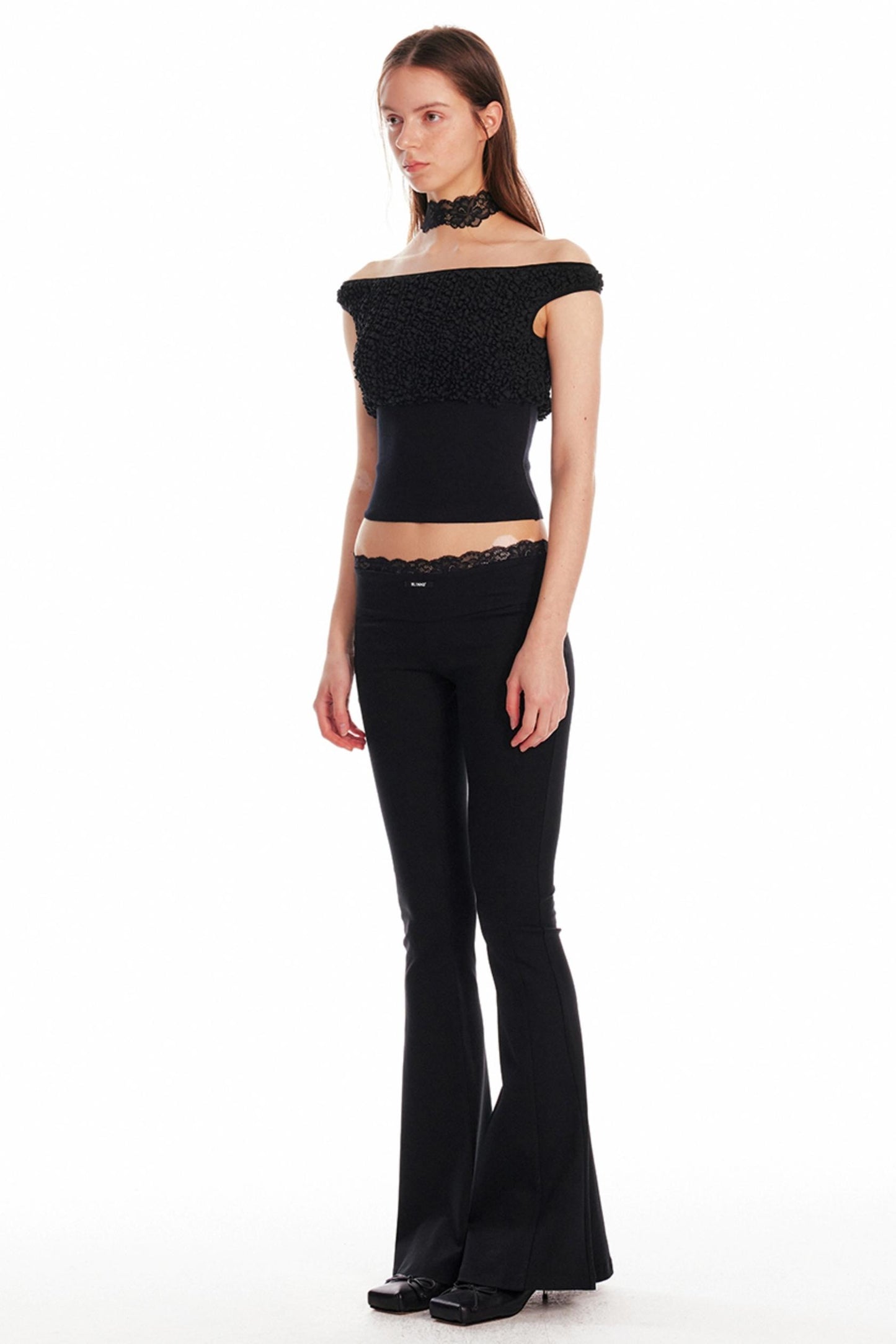 Black Lace Flare Pants
