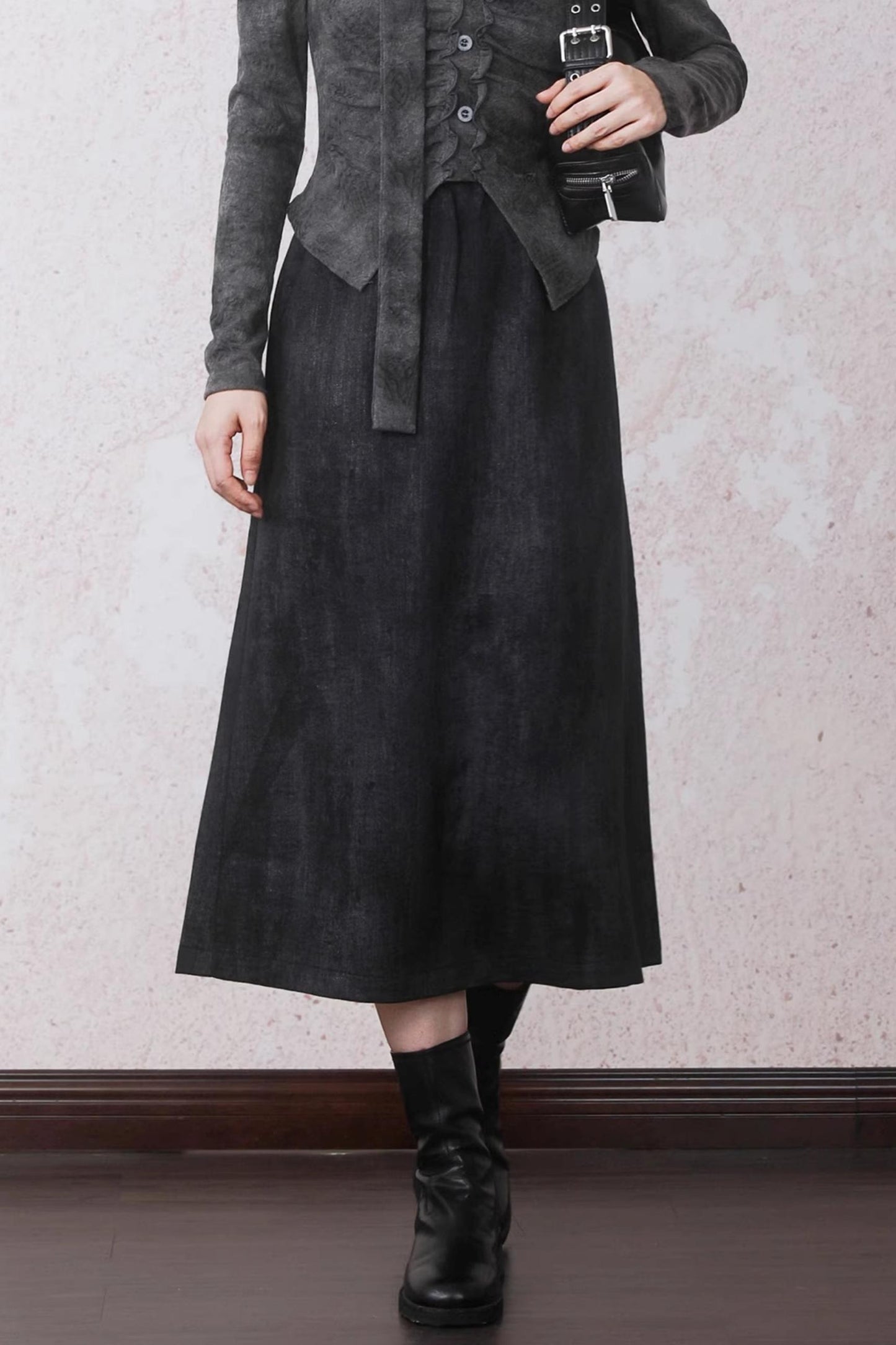 Rock Black Tie-dye Skirt