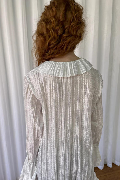 White Lace Ruffled Shirt