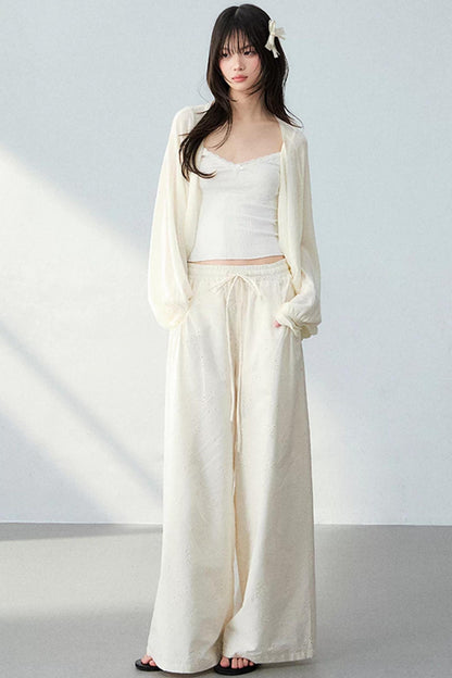 Batwing Lace Knit Cover-Up Set-Up
