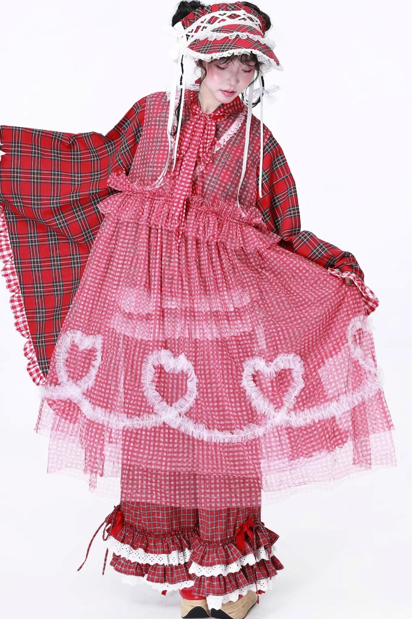 Retro Plaid Mesh Dress