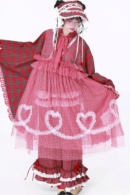 Retro Plaid Mesh Dress