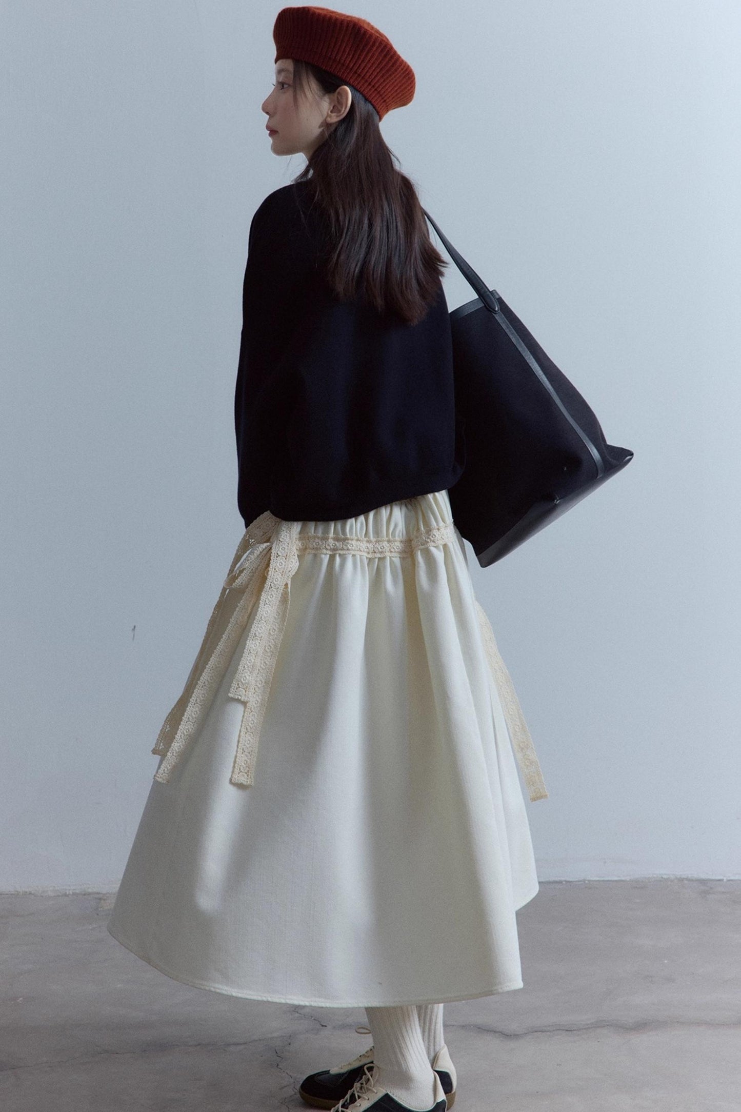 Black Wool Lace Collar Sweater