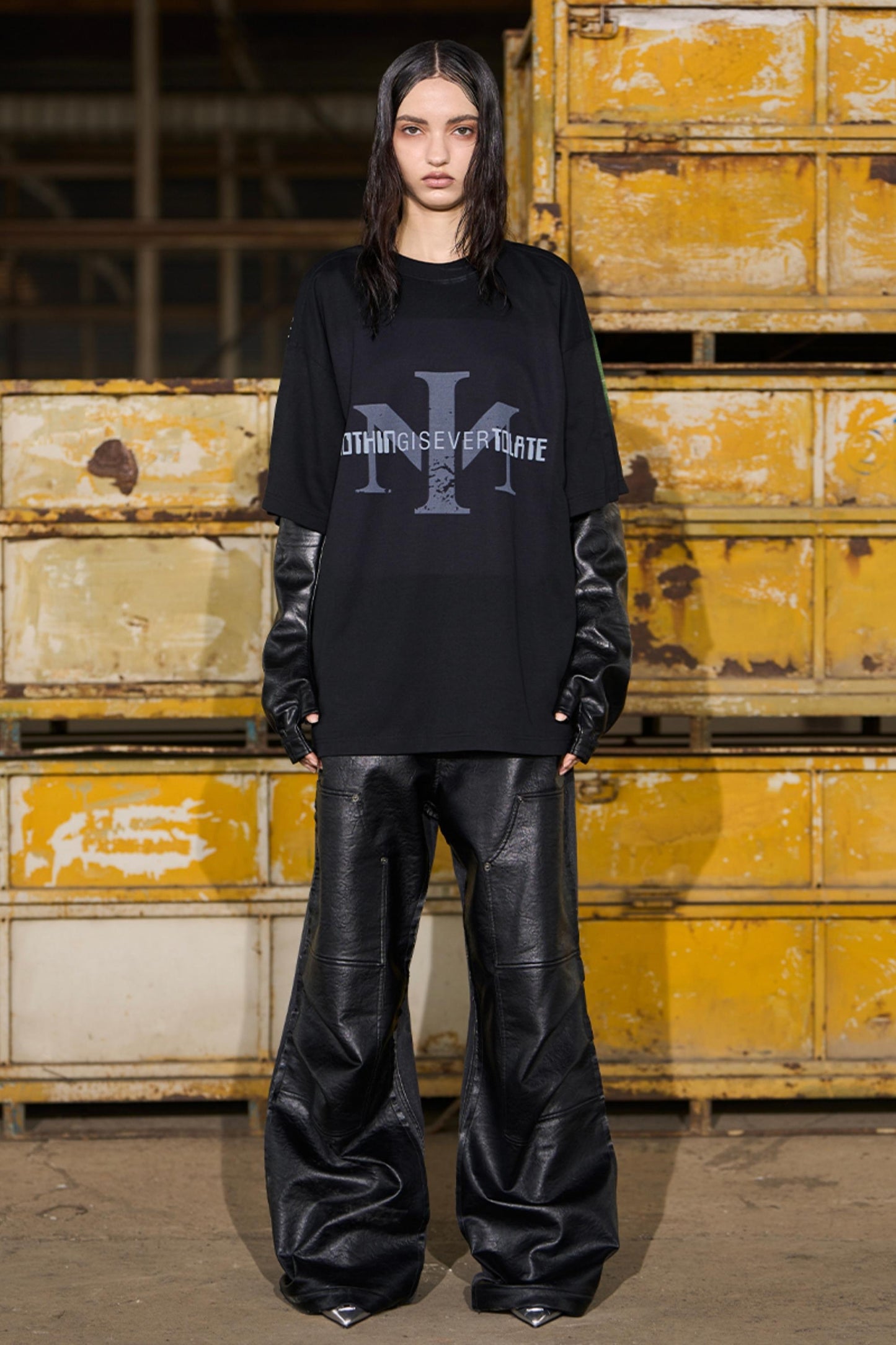 Short Sleeve Buckle Layered T-Shirt