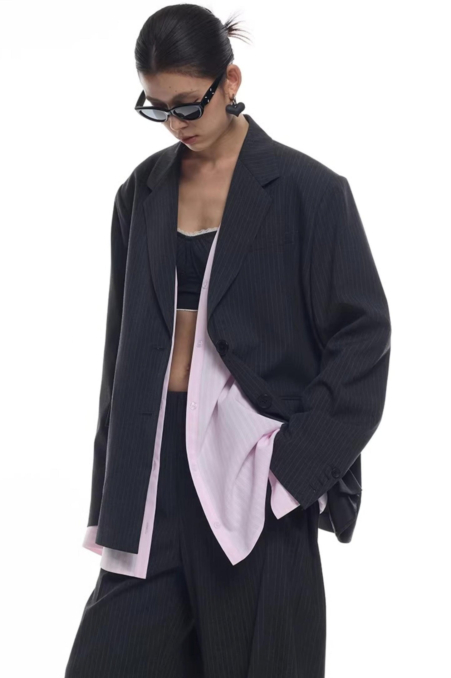 Striped Patchwork Blazer Jacket
