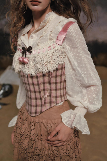 Sweet Plaid Corset Top Set-Up
