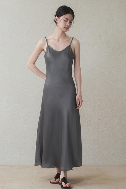 Plum Blossom Cardigan & Satin Dress Set