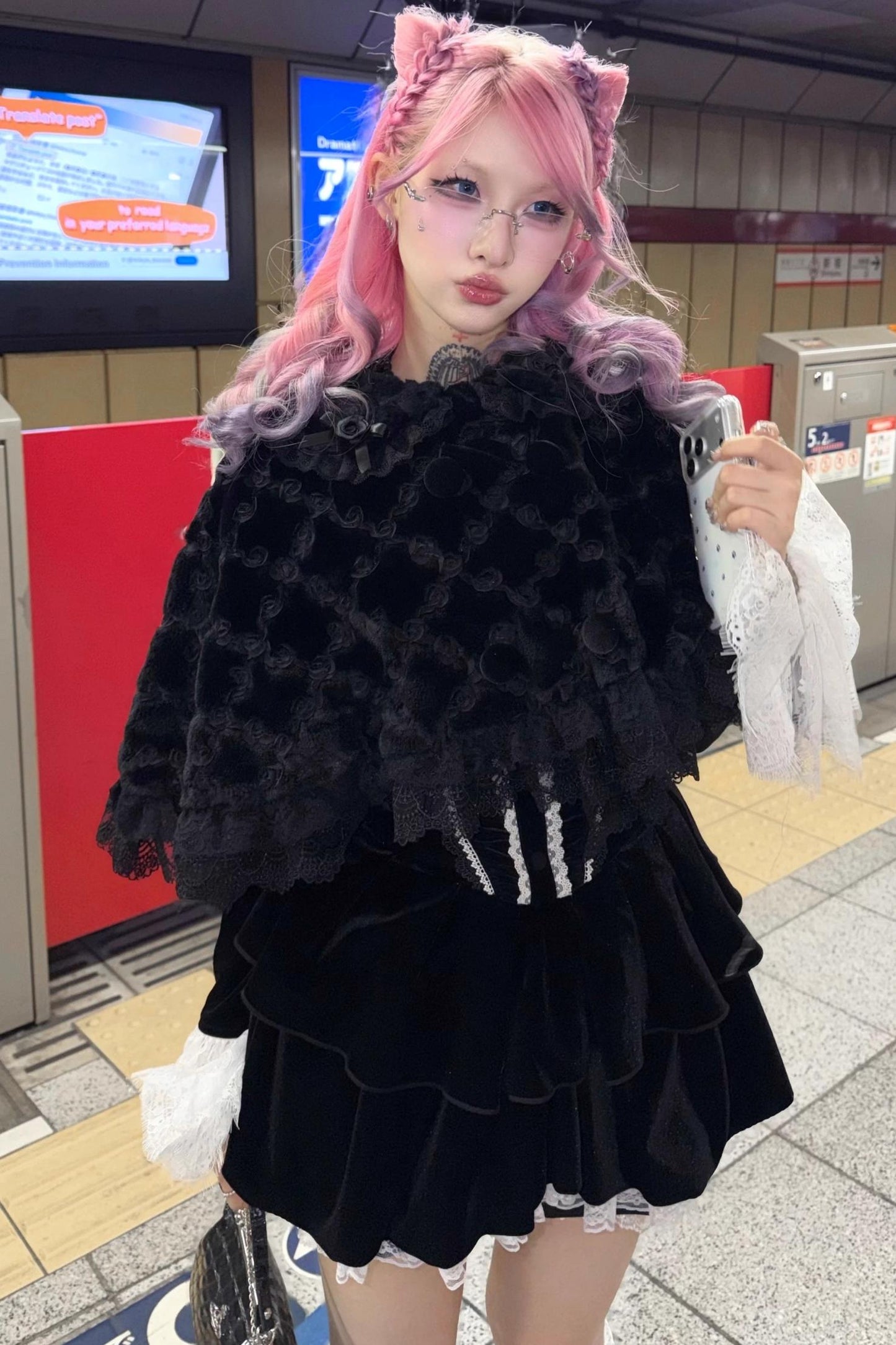 Black Velvet Lace Dress