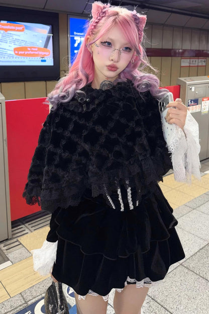 Black Velvet Lace Dress