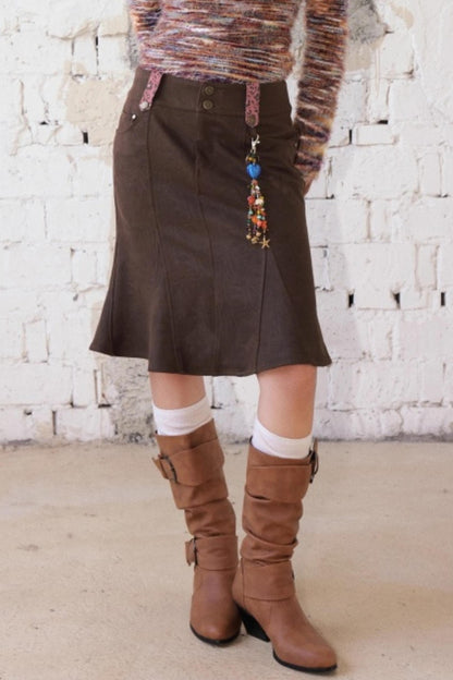 Suede Fishtail Skirt