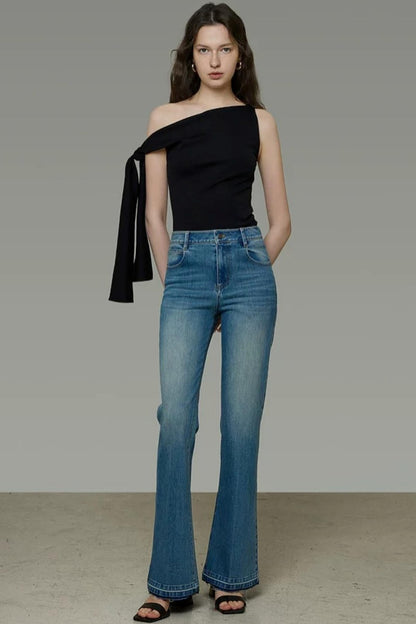 French Flared Denim Pants