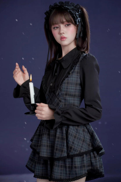 Kariertes Lolita-Winterkleid