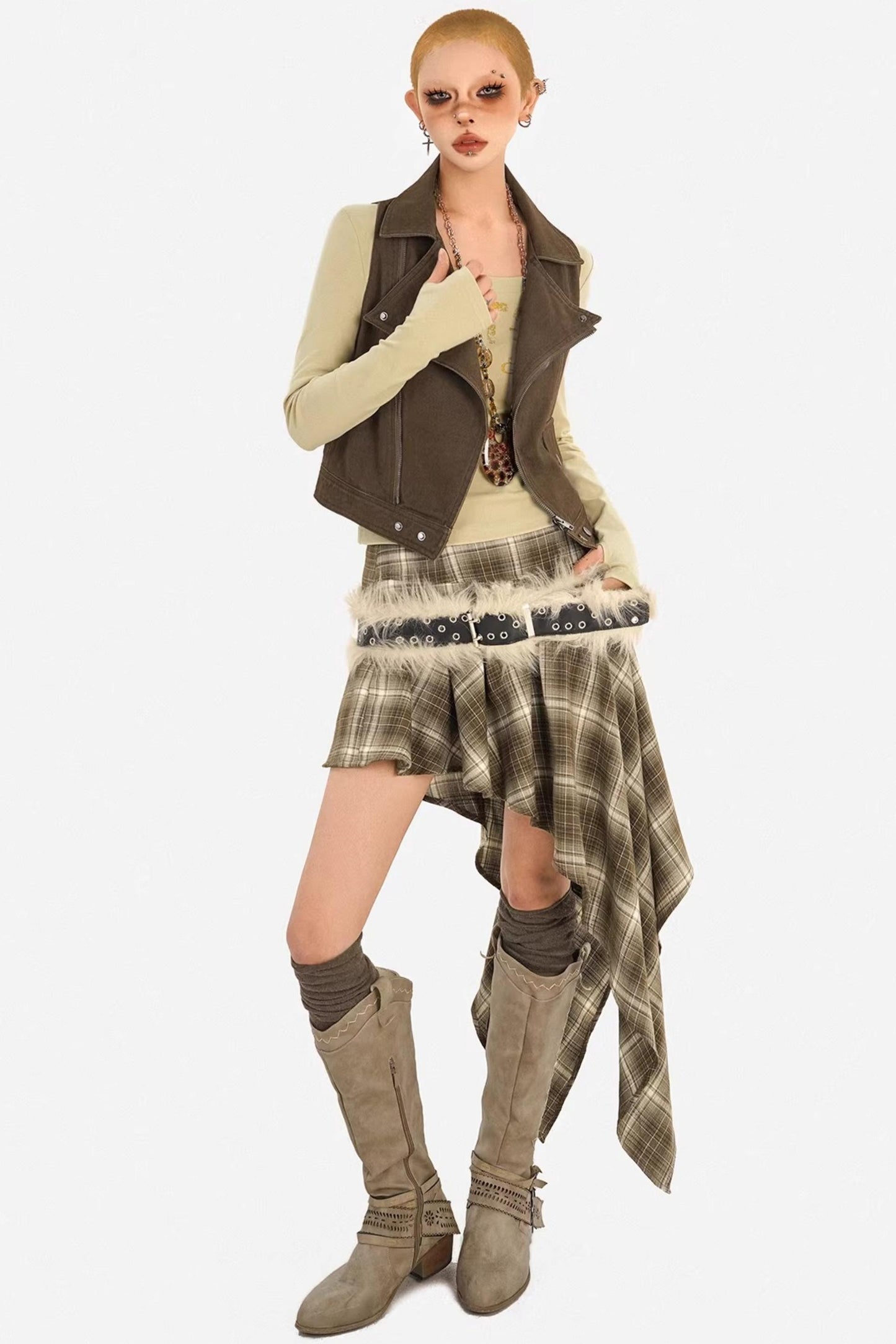 Retro Coffee Denim Vest Jacket
