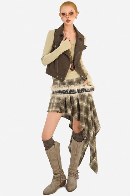 Retro Coffee Denim Vest Jacket