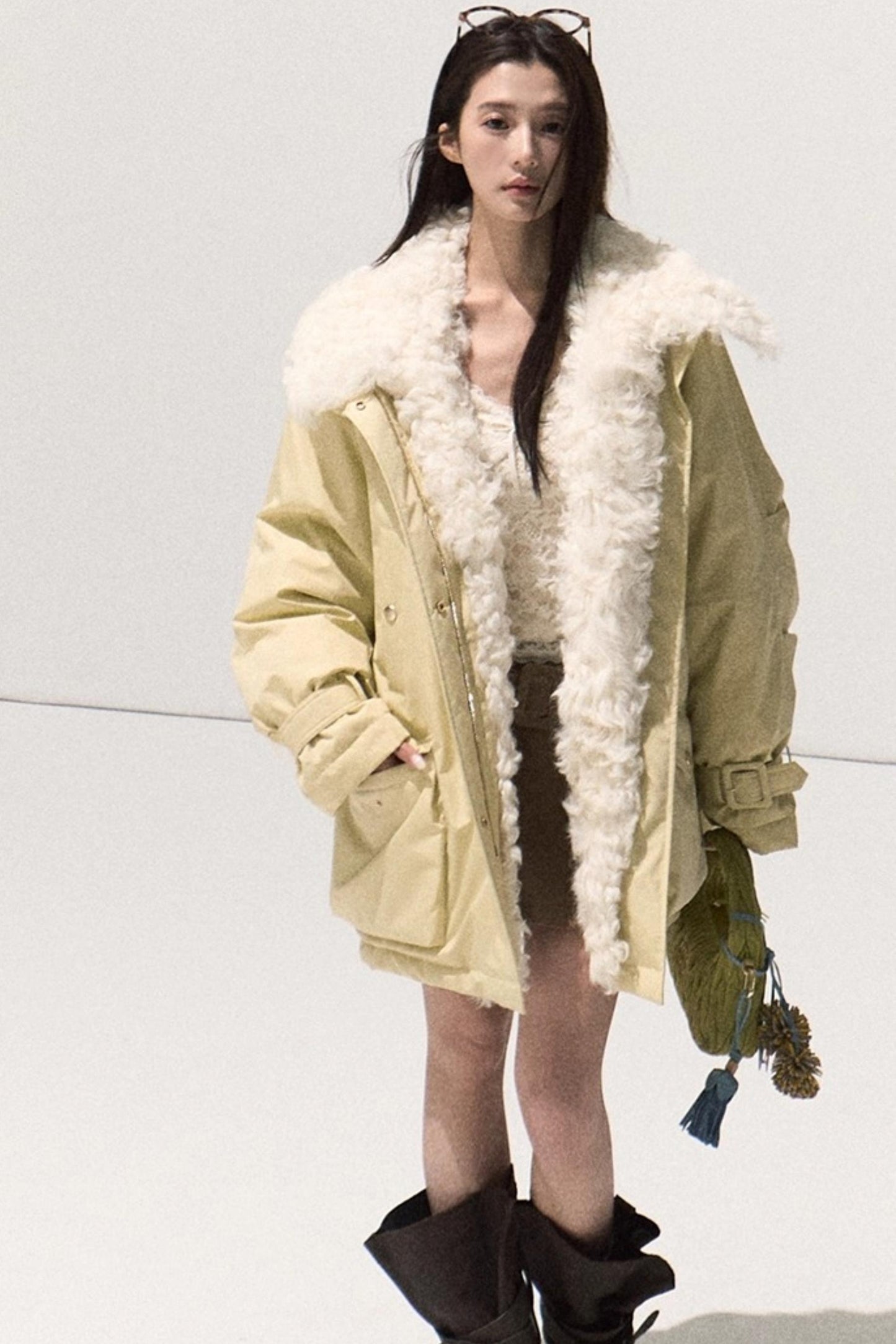 V-Neck Lace Knit Sweater