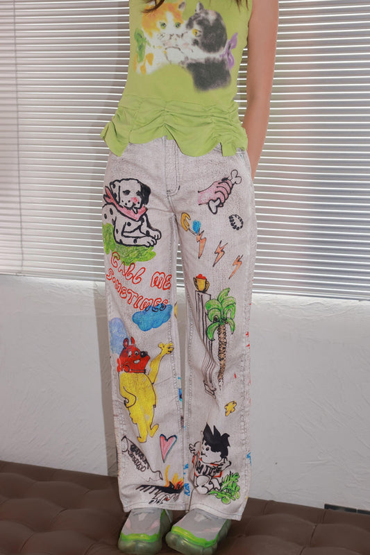 White Summer Denim Trousers