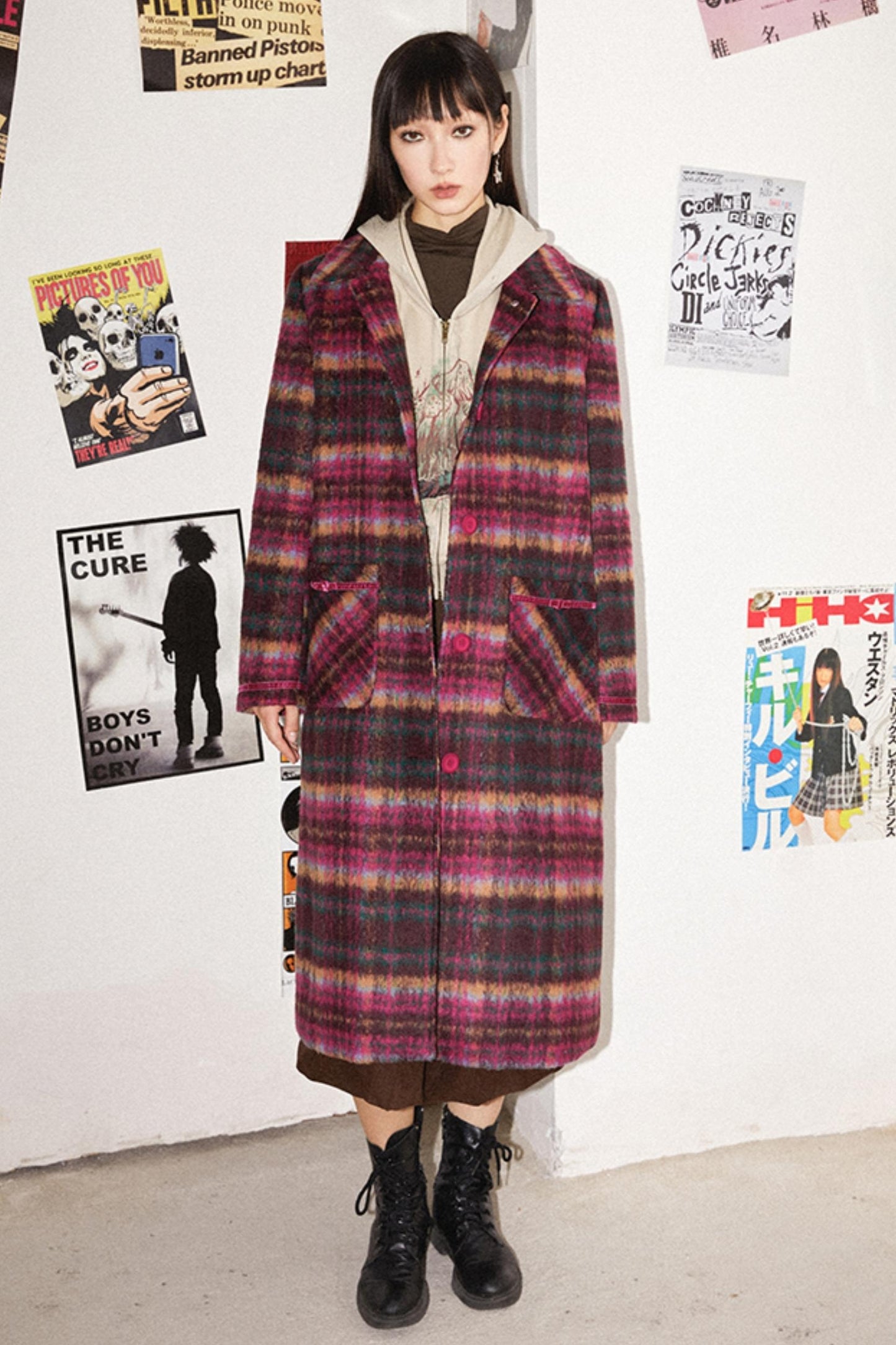 Retro Check Long Coat