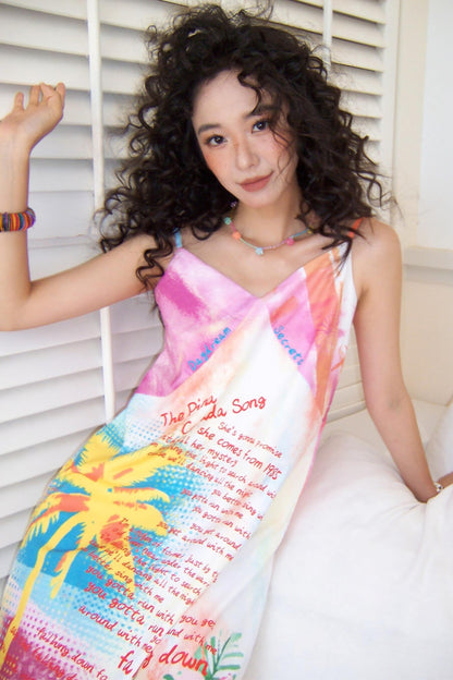 Colorful Printed Camisole Slip Dress