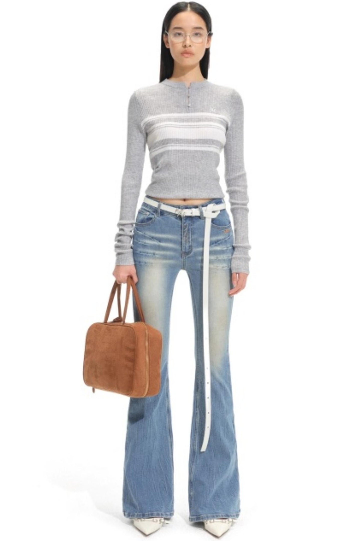 Stripe Wool Knit Cardigan